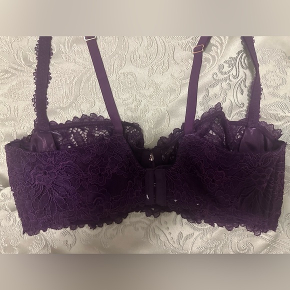 Savage X Fenty 38DDD plum color romantic corded lace balconette bra. - Picture 2 of 7